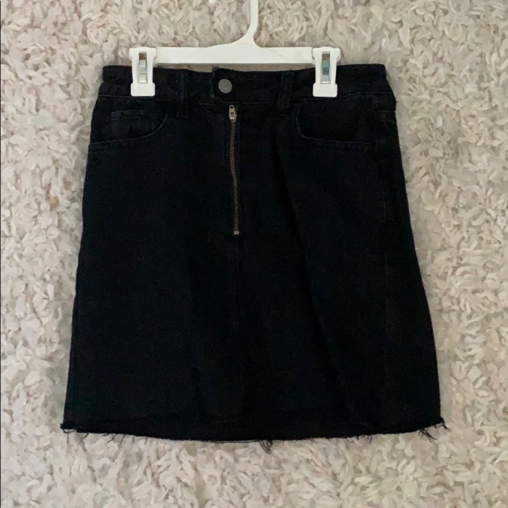 Black Denim High Waisted Skirt